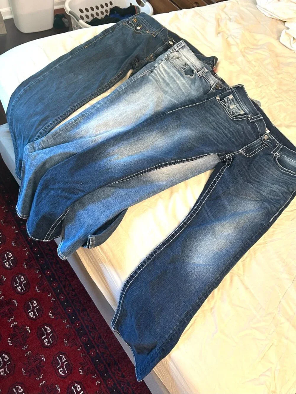Lot Of 3 Different Pair Of True Religion And Silver Mens Jeans